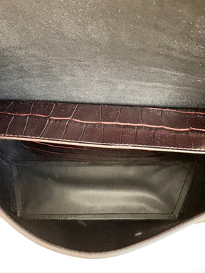 THE ATTICO Dark Brown Croc Embossed 7/7 Shoulder Bag