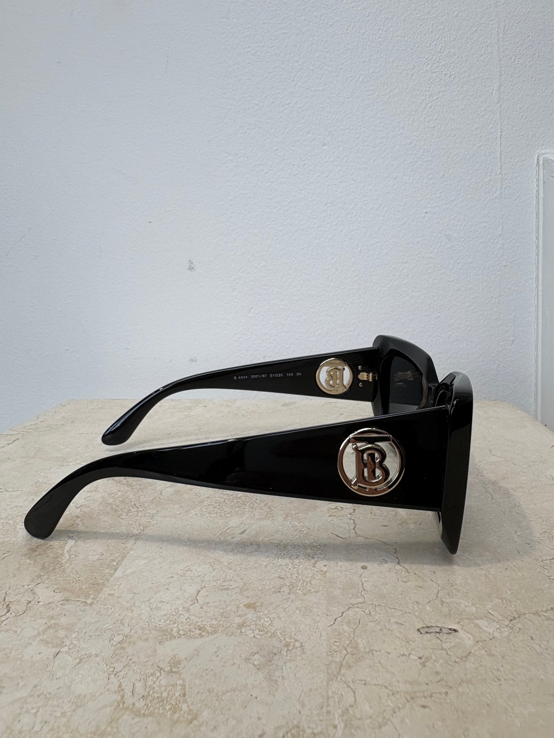 Burberry Black Oversized Square Logo Arm sunglasses