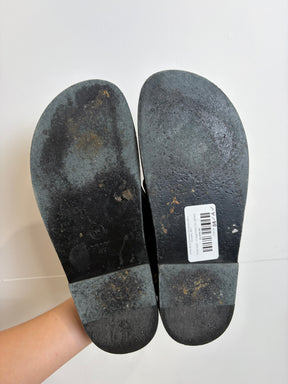 Chanel Black Grosgrain Dad Sandals Gold Hardware, 39 C