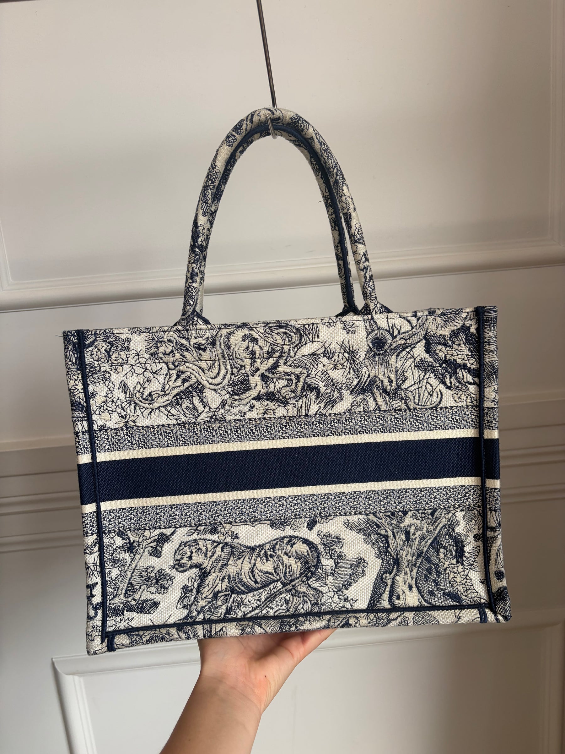 Dior Navy and Cream Toile De Juoy Medium Book Tote