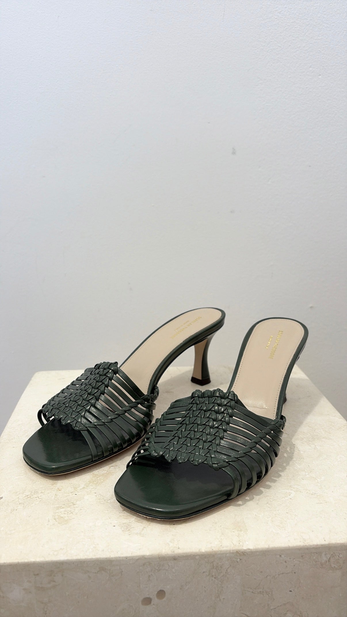 Scanlan Theodore Green Woven Leather Mules, 39