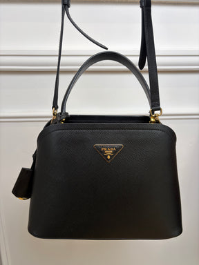 Prada Black Saffiano Leather Matinee Bag