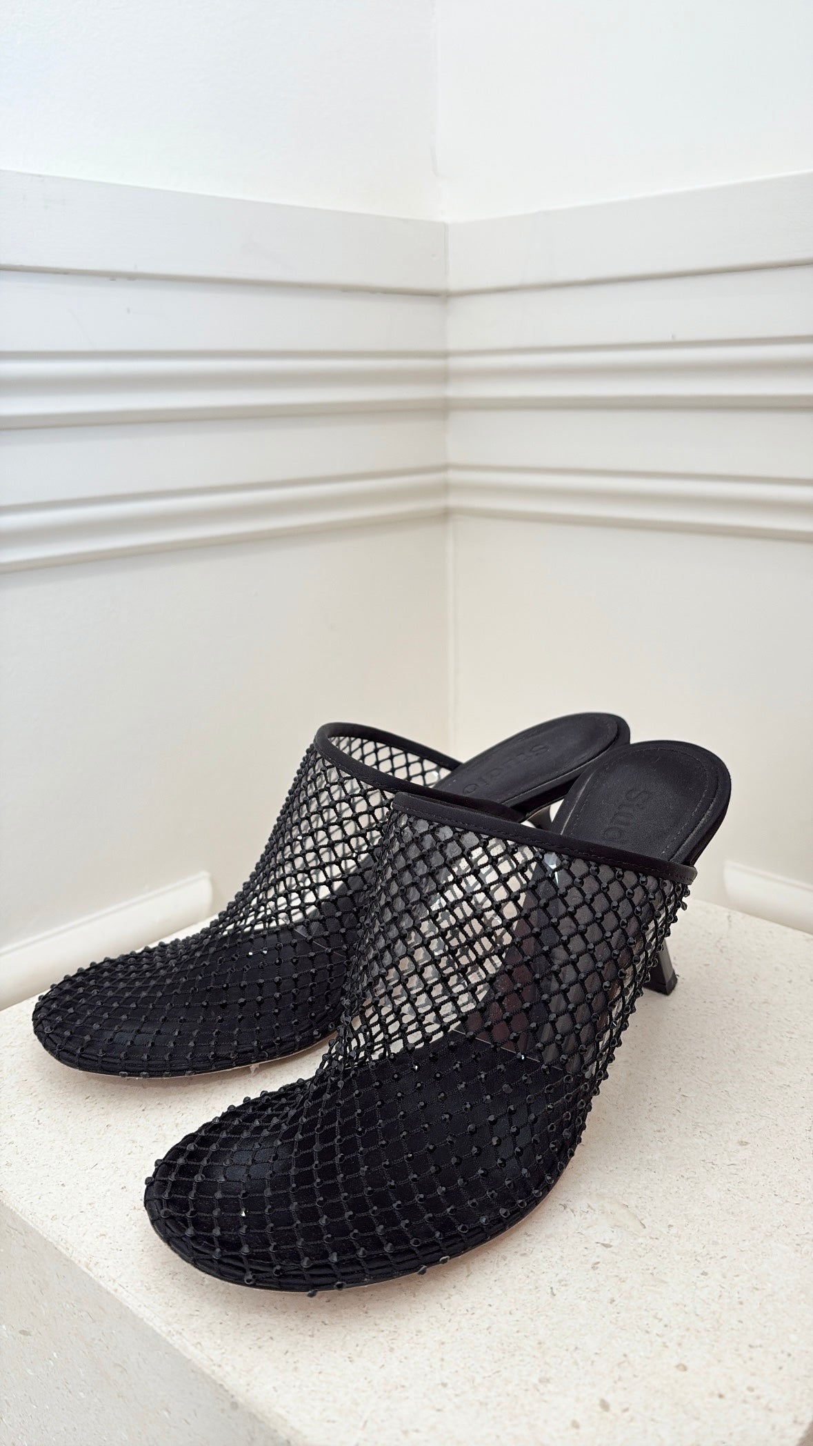 Studio Amelia Mesh Dolly Mules Black, 38