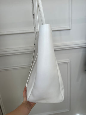 Balenciaga White Leather Logo Strap Tote