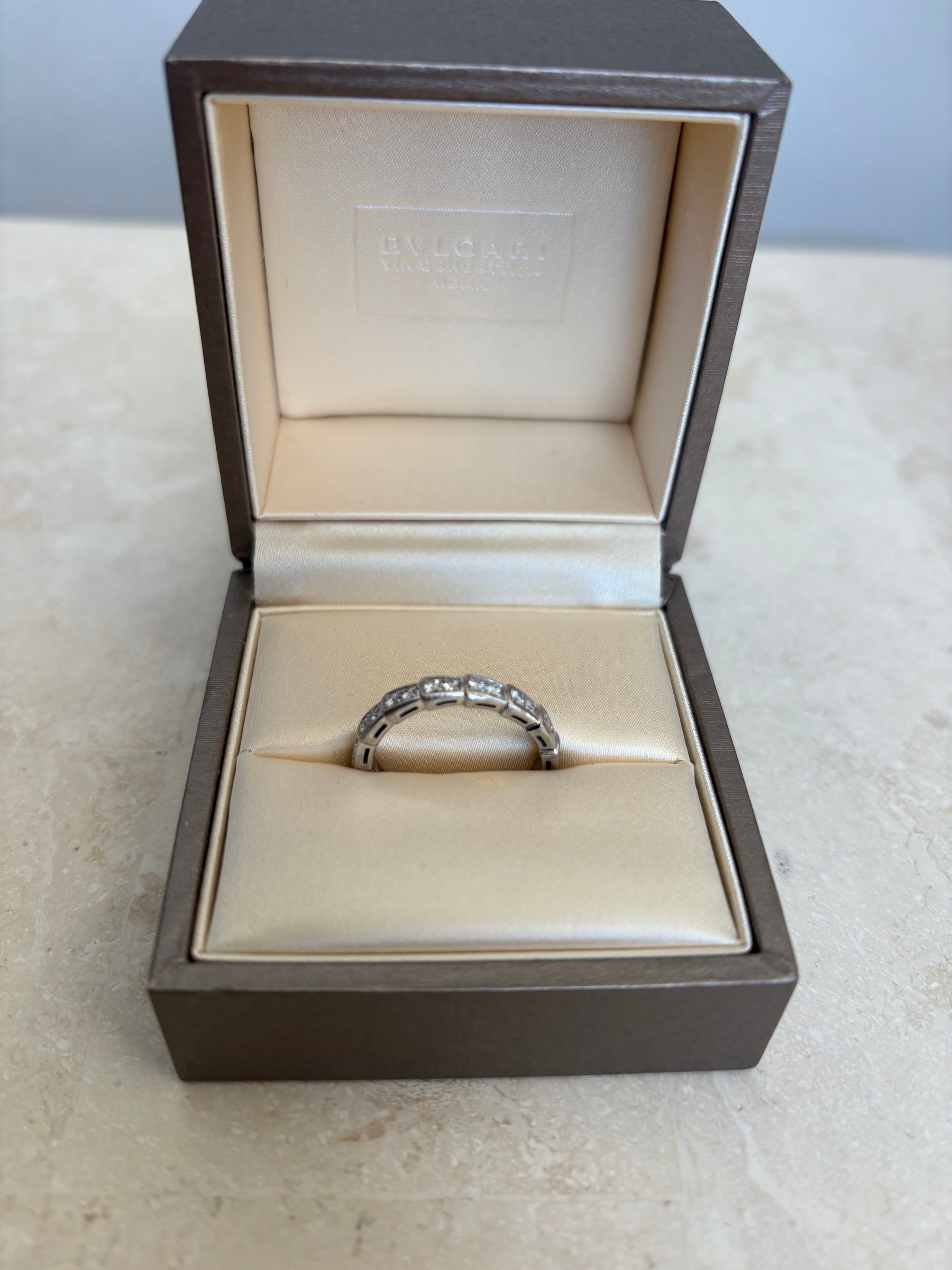 Bvlgari White Gold and Diamond Serpenti Viper Ring, 57
