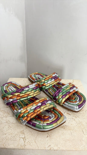 Dries van Noten Multi Metallic Quilted Slides, 37
