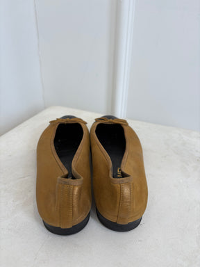 Chanel Bronze and Black Leather Ballet Flats, 38.5