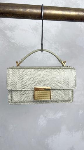 Golden Goose Sage Lizard Embossed Mini Top Handle Crossbody Bag