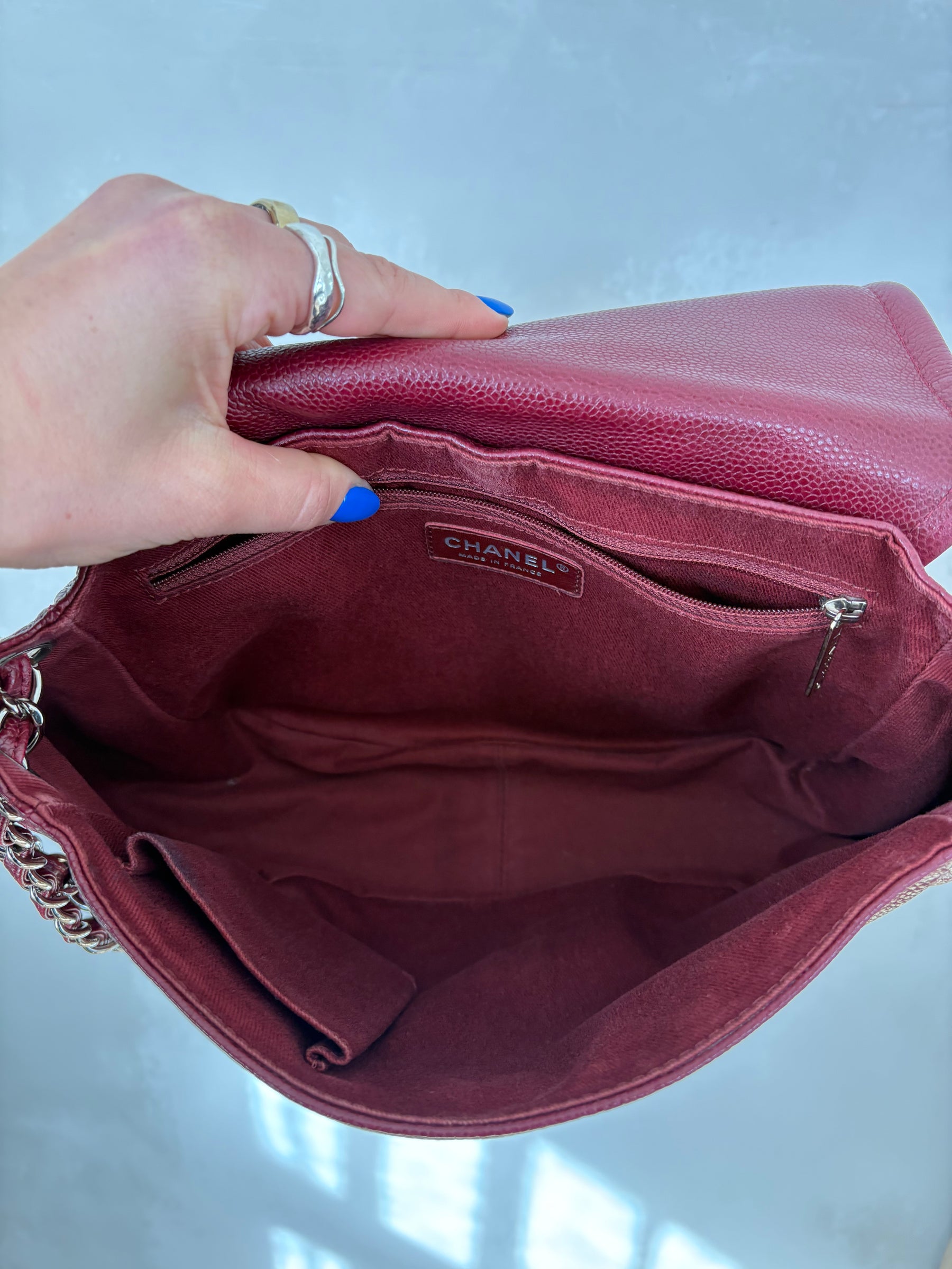Chanel Timeless Half Moon Flap Bag Burgundy