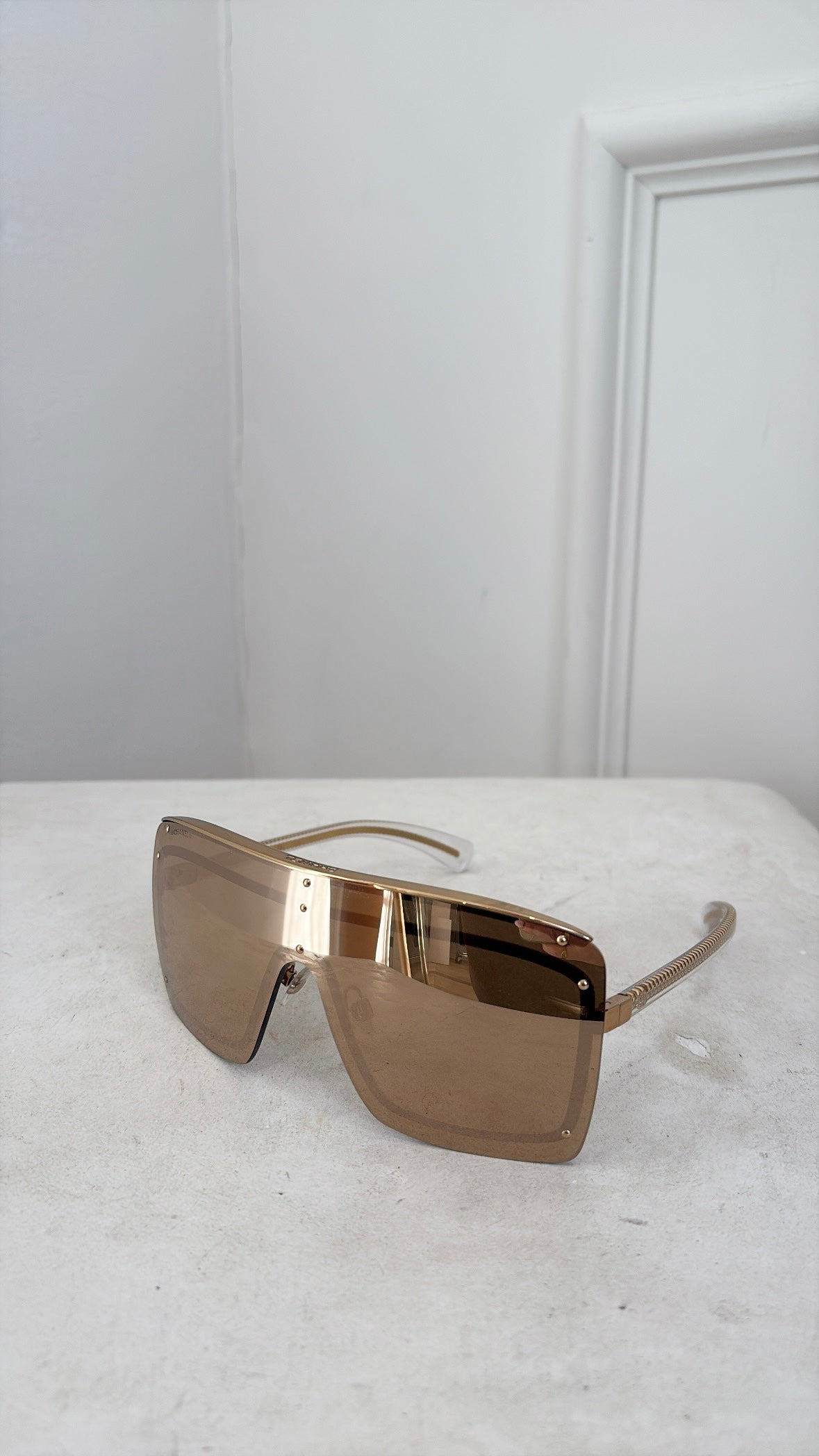 Chanel Gold Shield Mirror Sunglasses