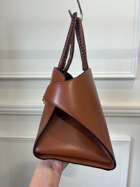 Ferragamo Chestnut Leather Small Hug Bag with Braided Handles