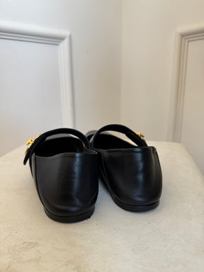 Valentino Black VLogo Locker Mary-Jane Ballerina Flats, 39