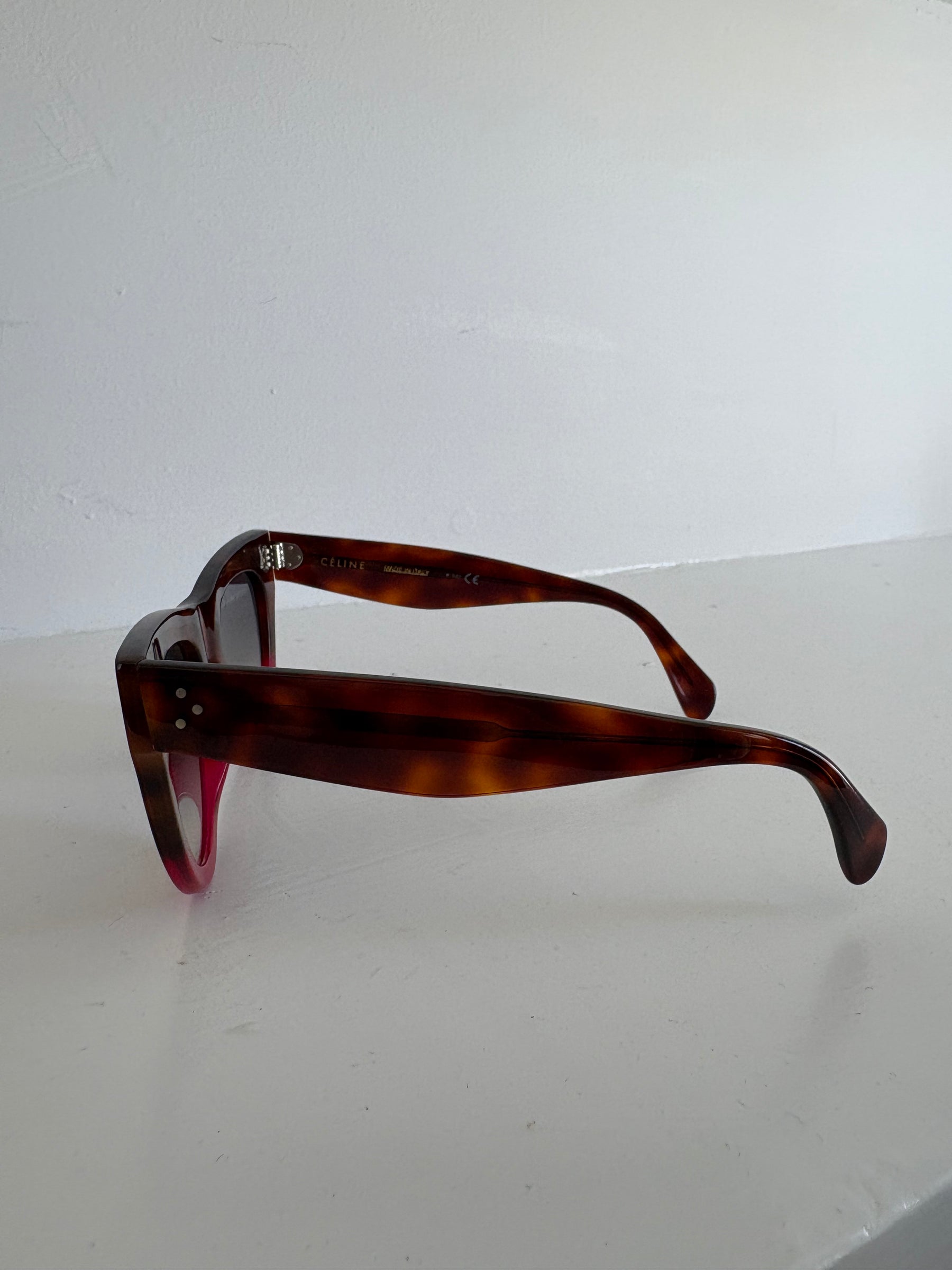 Celine Tortoiseshell and Fuschia Ombre Oversized Cat eye Sunglasses