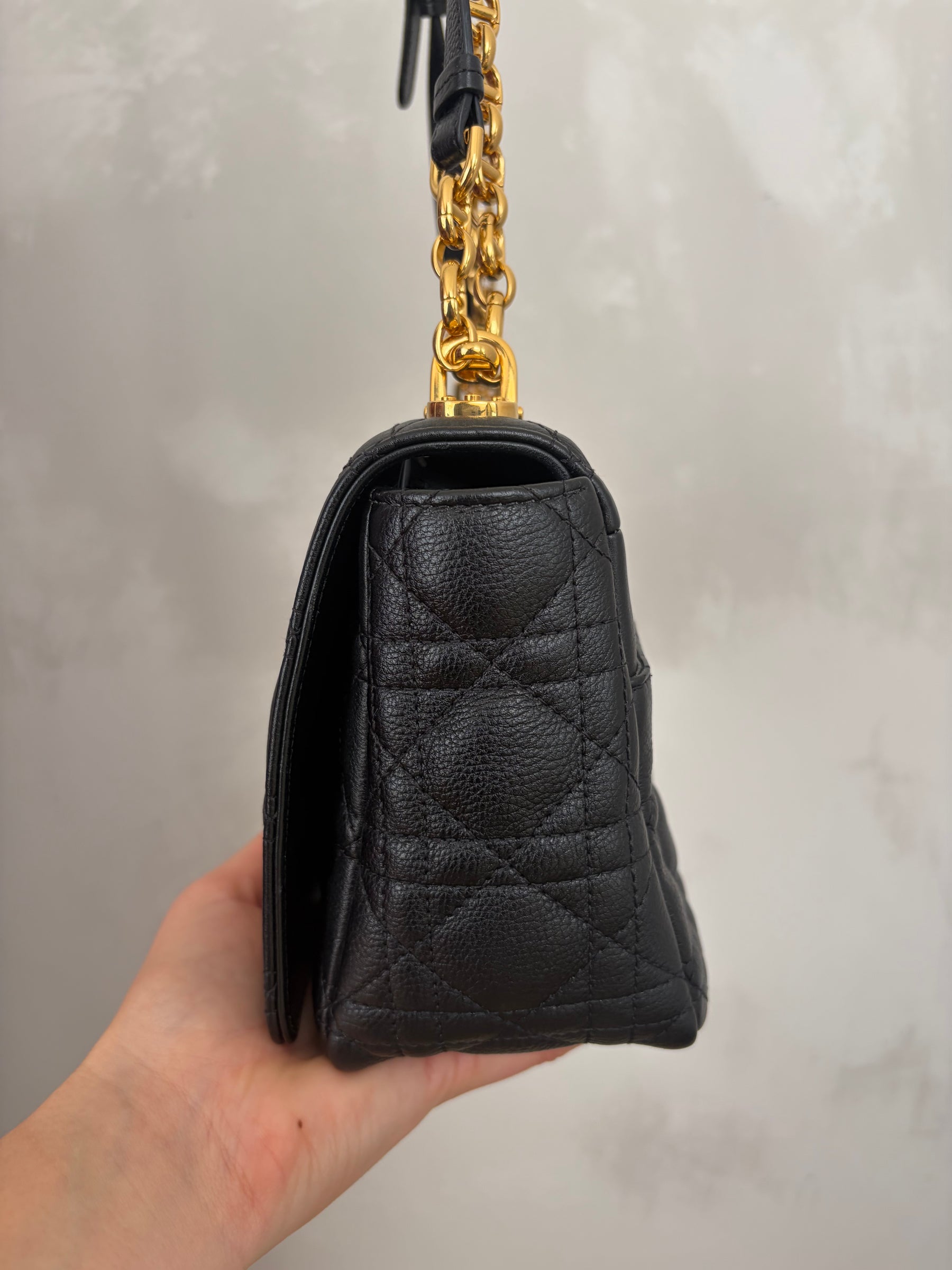 Dior Black Leather Medium Caro Bag