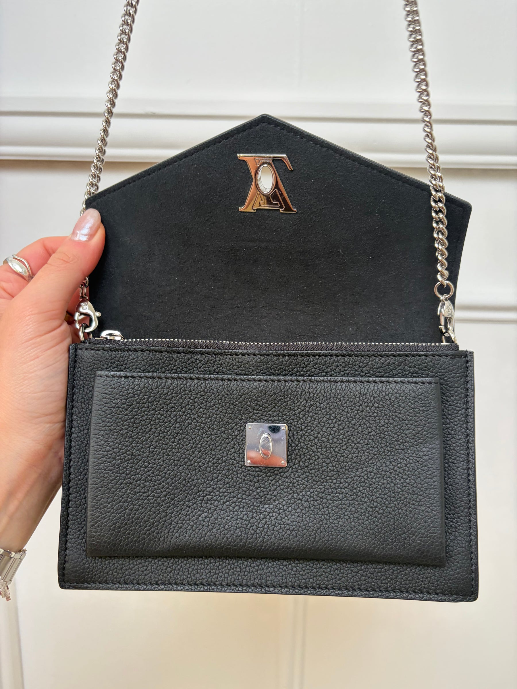 Louis Vuitton Mylockme Chain Pochette Black Silver