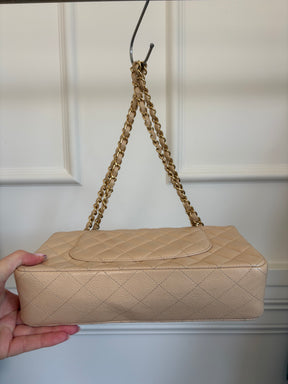 Chanel Beige Caviar Leather Medium Classic Flap Bag