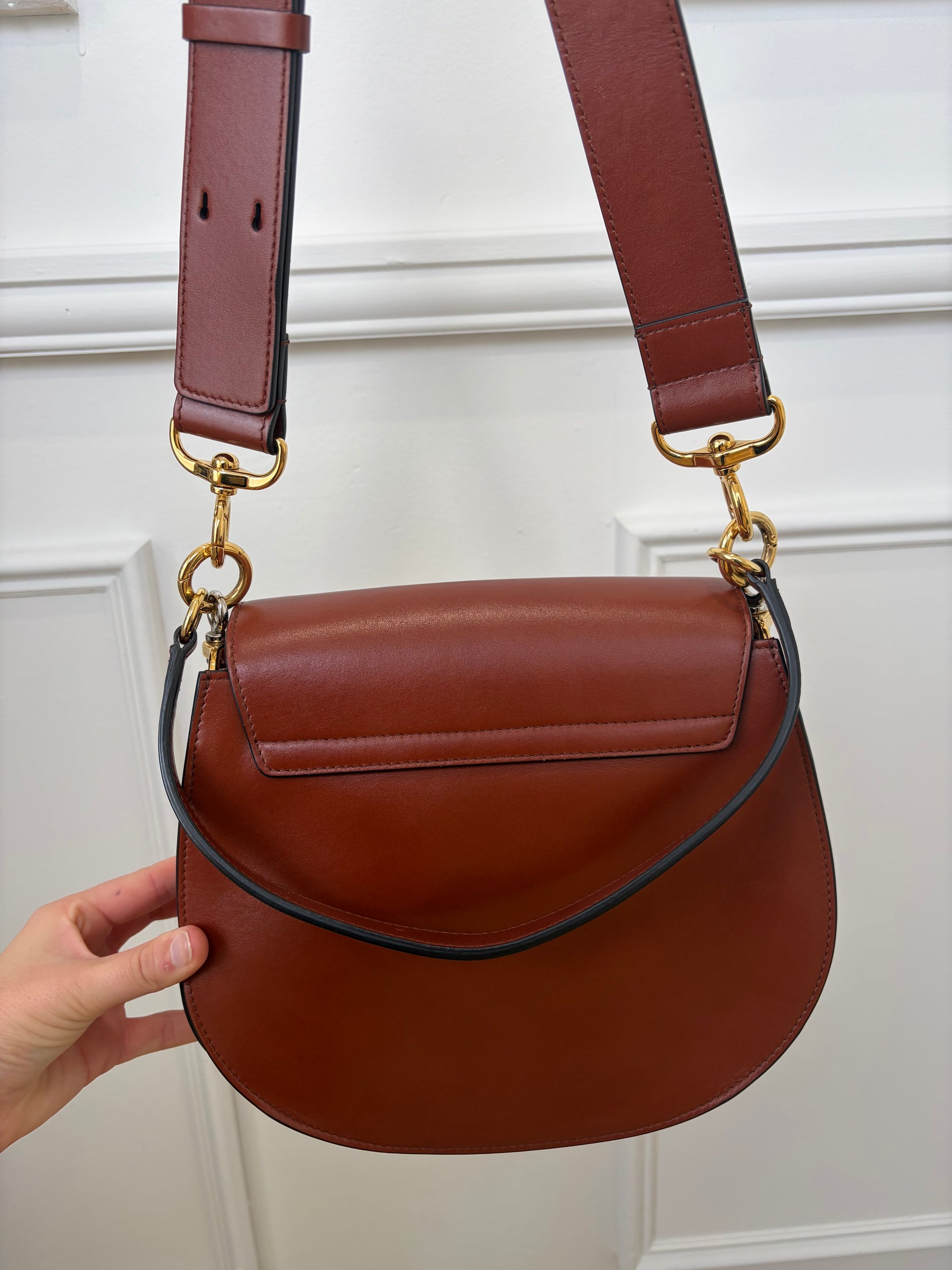 Chloé Brick Leather and Suede Tess Bag