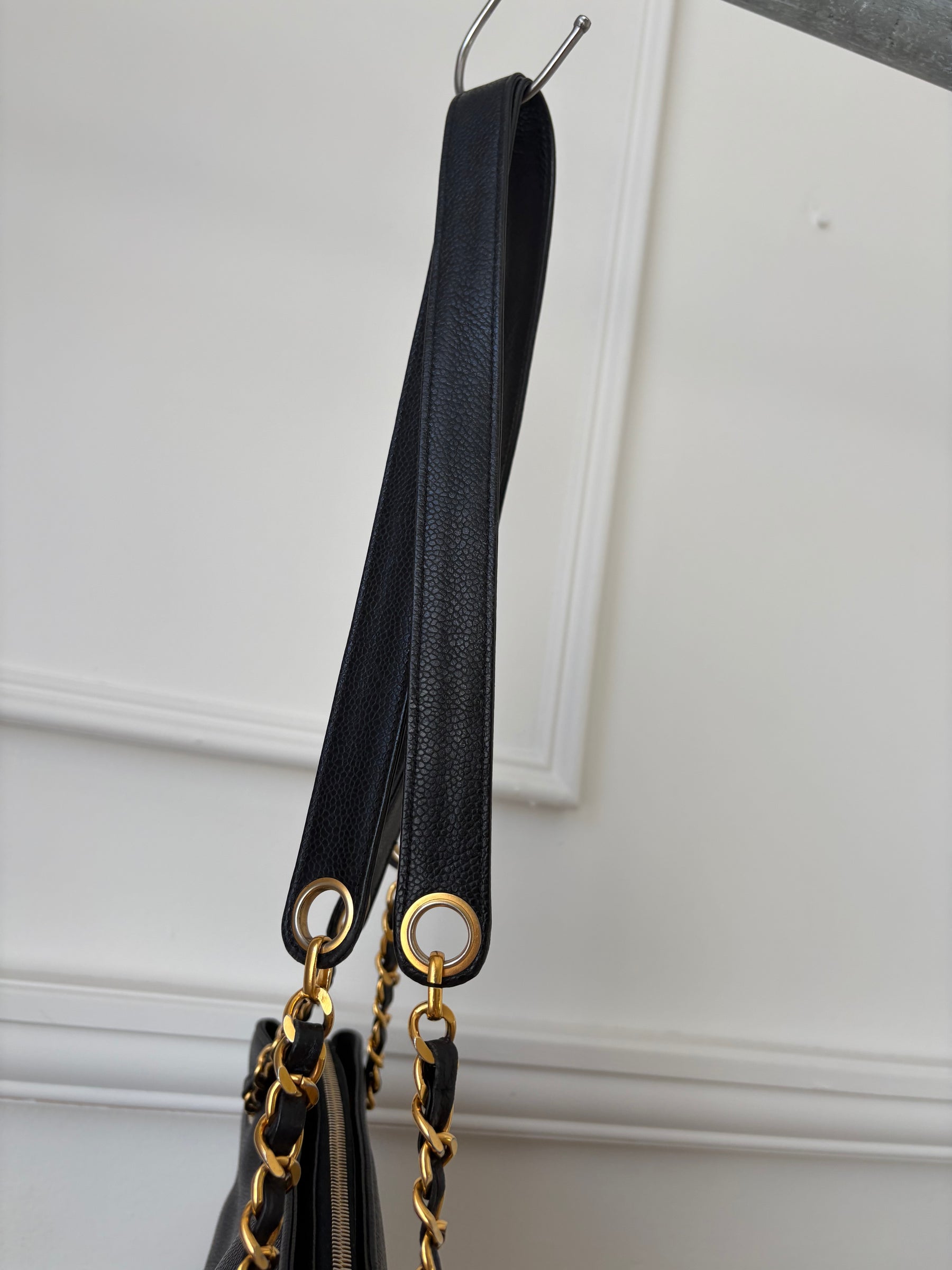 Chanel Vintage Coco Mark Chain Tote Bag Black