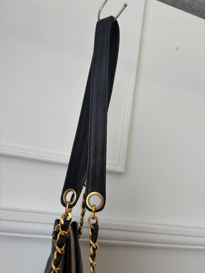 Chanel Vintage Coco Mark Chain Tote Bag Black