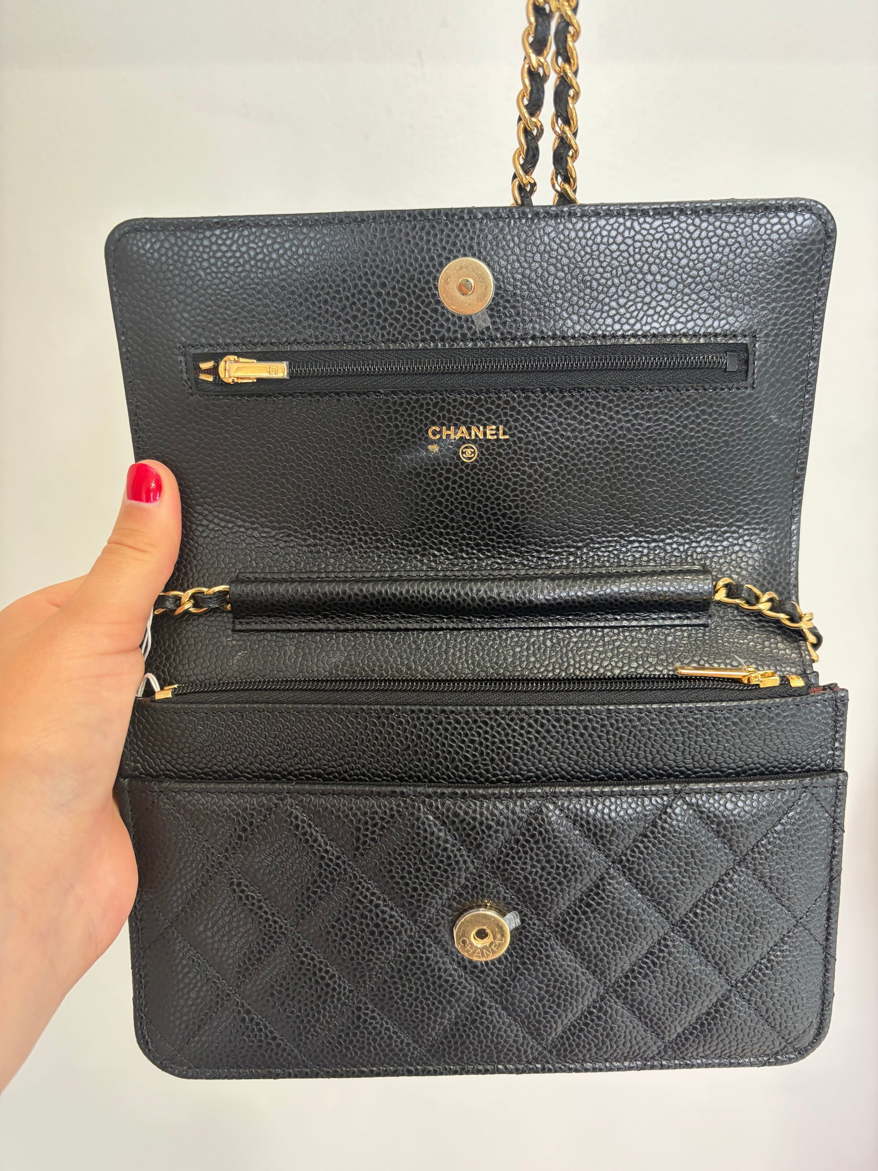 LAYBY PAYMENT 1/3 Chanel Black Caviar Leather Wallet on Chain $3325 remaining, SKU 067652