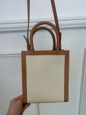 Celine Mini Vertical Cabas In Natural Tan Leather Trip