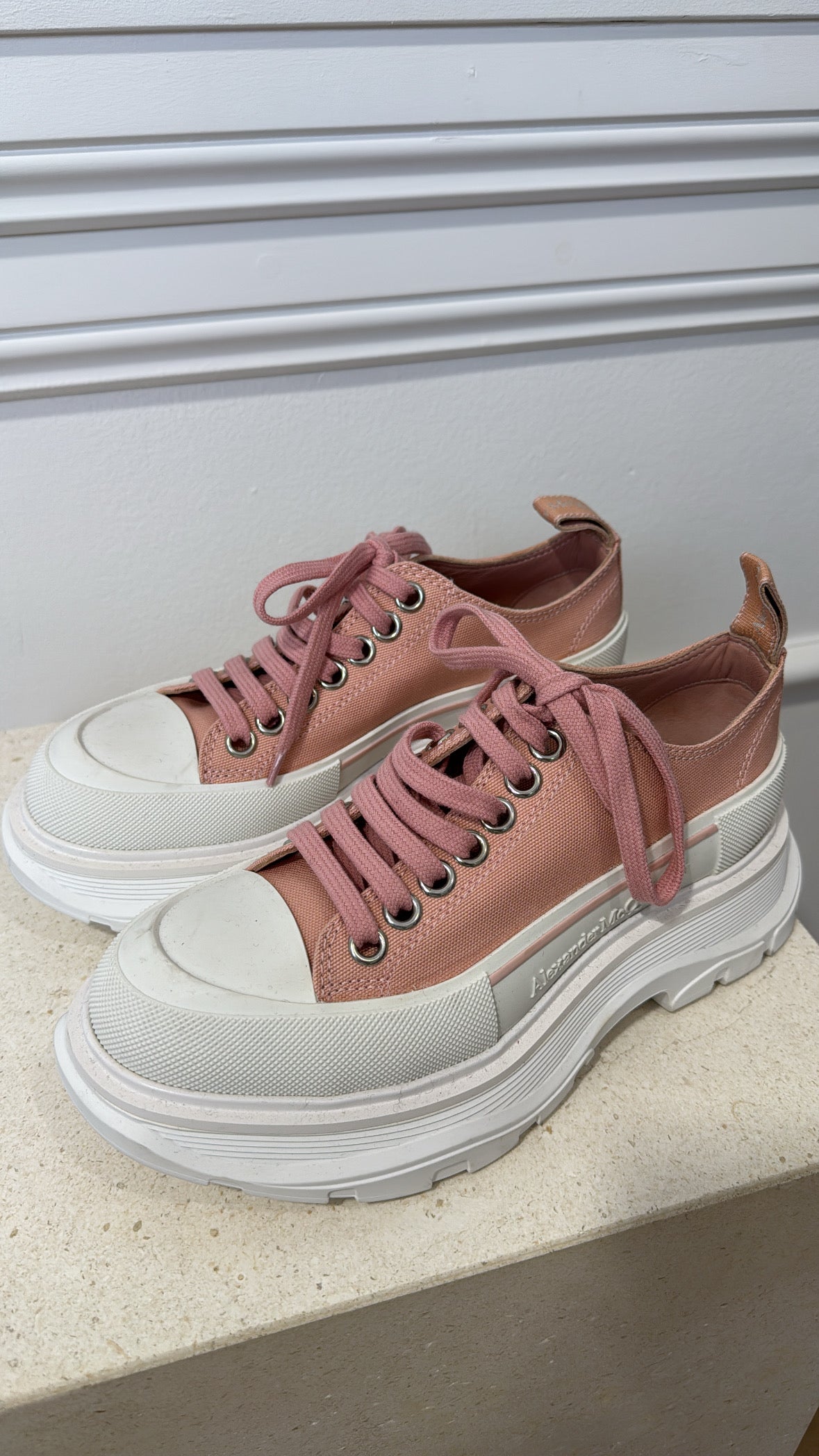 Alexander McQueen Pink Canvas Chunky Sneaker, 35.5 D