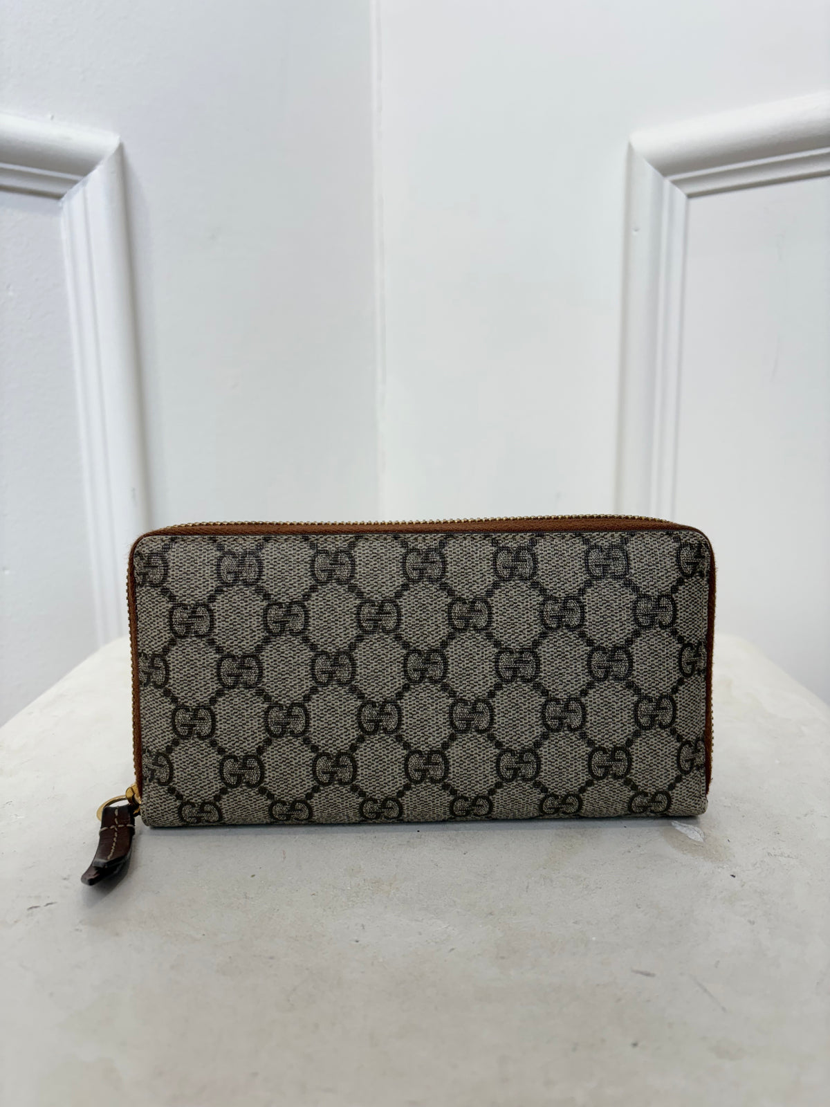Gucci Canvas Monogram Zip Around Wallet