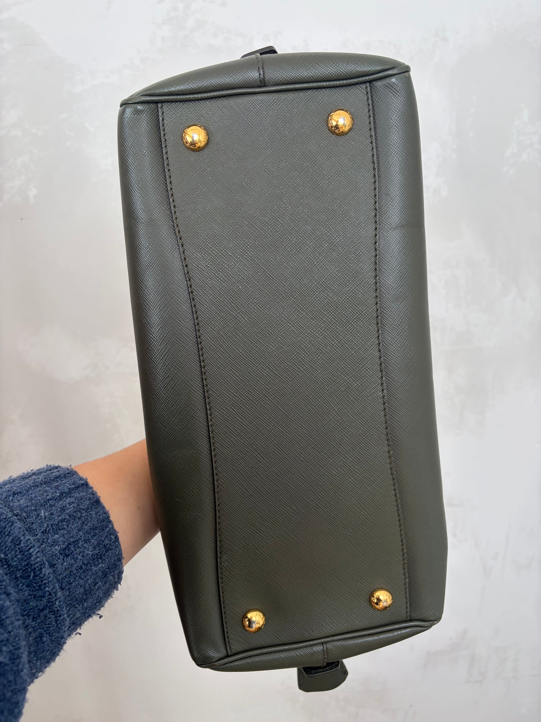 Prada Olive Green Saffiano Leather 'Lux Bower' Bag *missing strap*