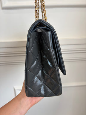 Chanel Charcoal Patent Reissue 2.55 Jumbo Flap Bag