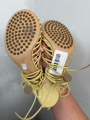 Bottega Veneta Butter Strappy Lace Up Heels, 37.5