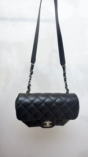 Chanel Unifrom Black Lambskin Leather Waist Bag