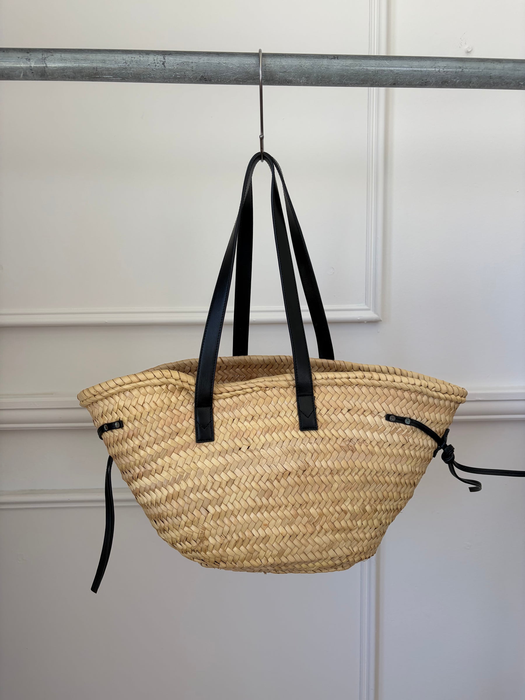 Isabel Marant Cadix Medium Basket Bag Natural Black