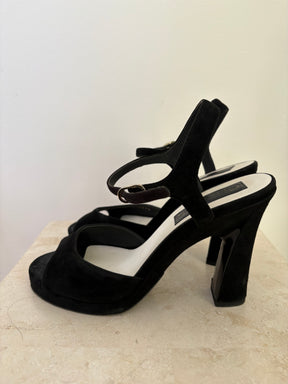 Chanel Black Suede Andle Sstrap Sandal, 39.5