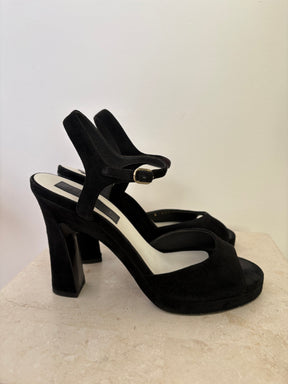 Chanel Black Suede Andle Sstrap Sandal, 39.5