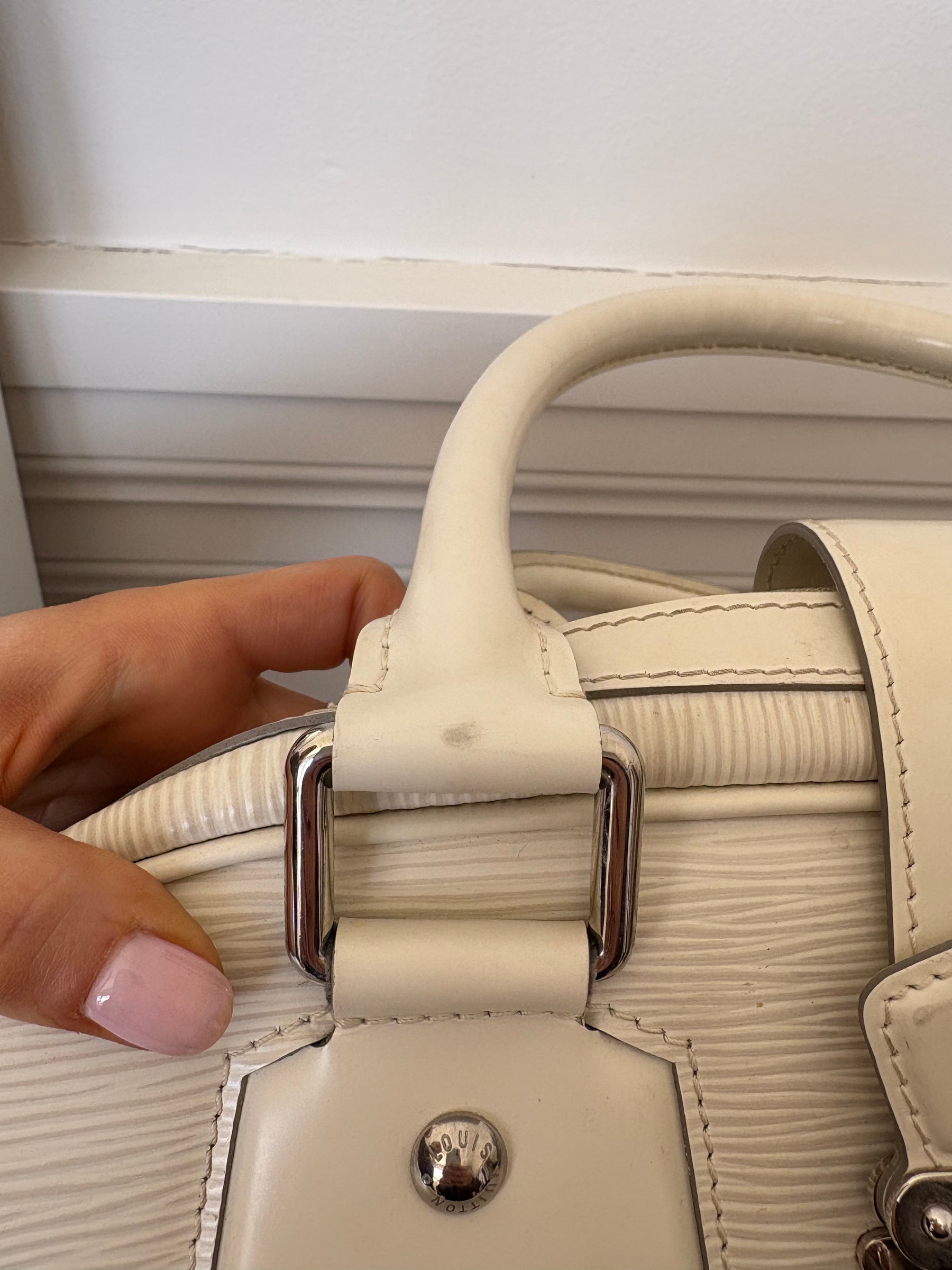 Louis Vuitton Cream EPI Leather Top Handle Bowling Bag