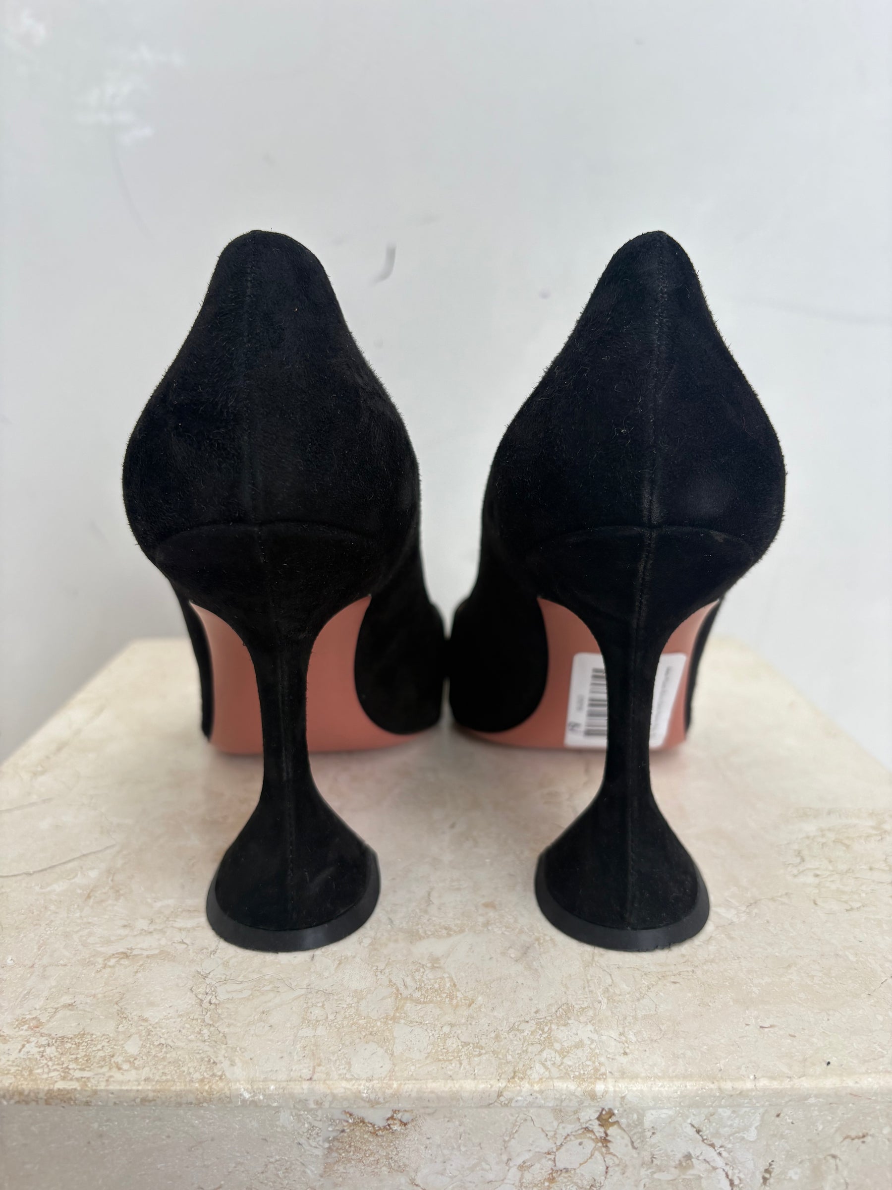 Amina Muaddi Black Suede Pointed Pump, 39