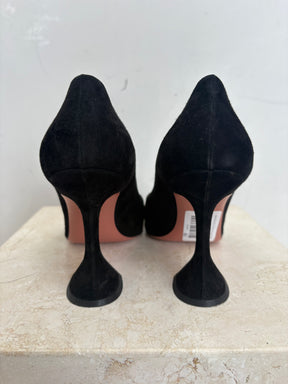 Amina Muaddi Black Suede Pointed Pump, 39