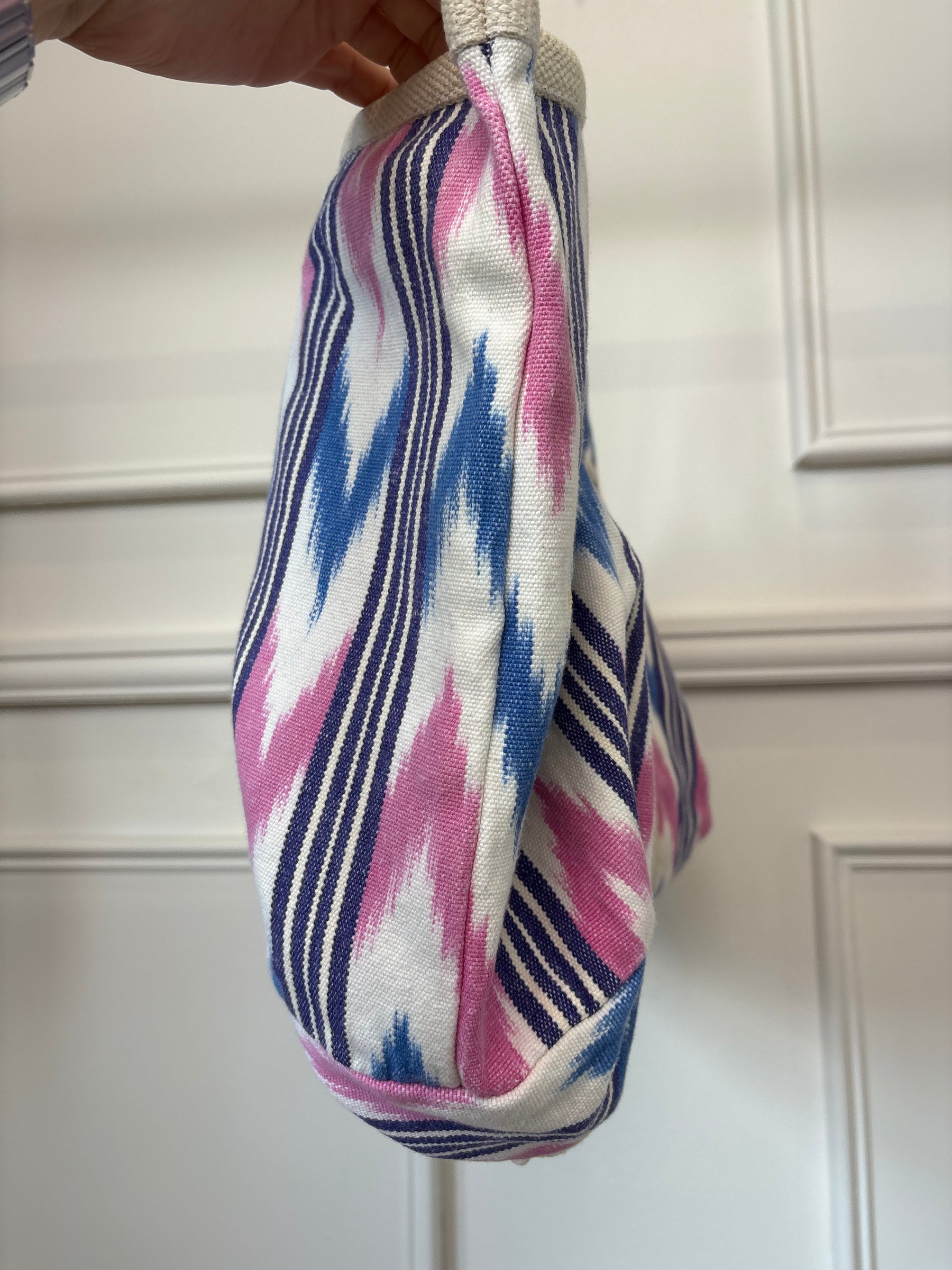 Isabel Marant White, Pink and Blue Printed Canvas Logo Tote