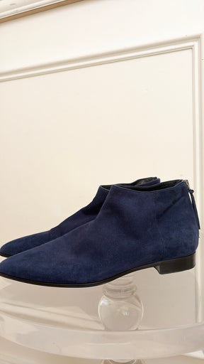 Miu Miu Navy Suede Pointed Ankle Boots, 37