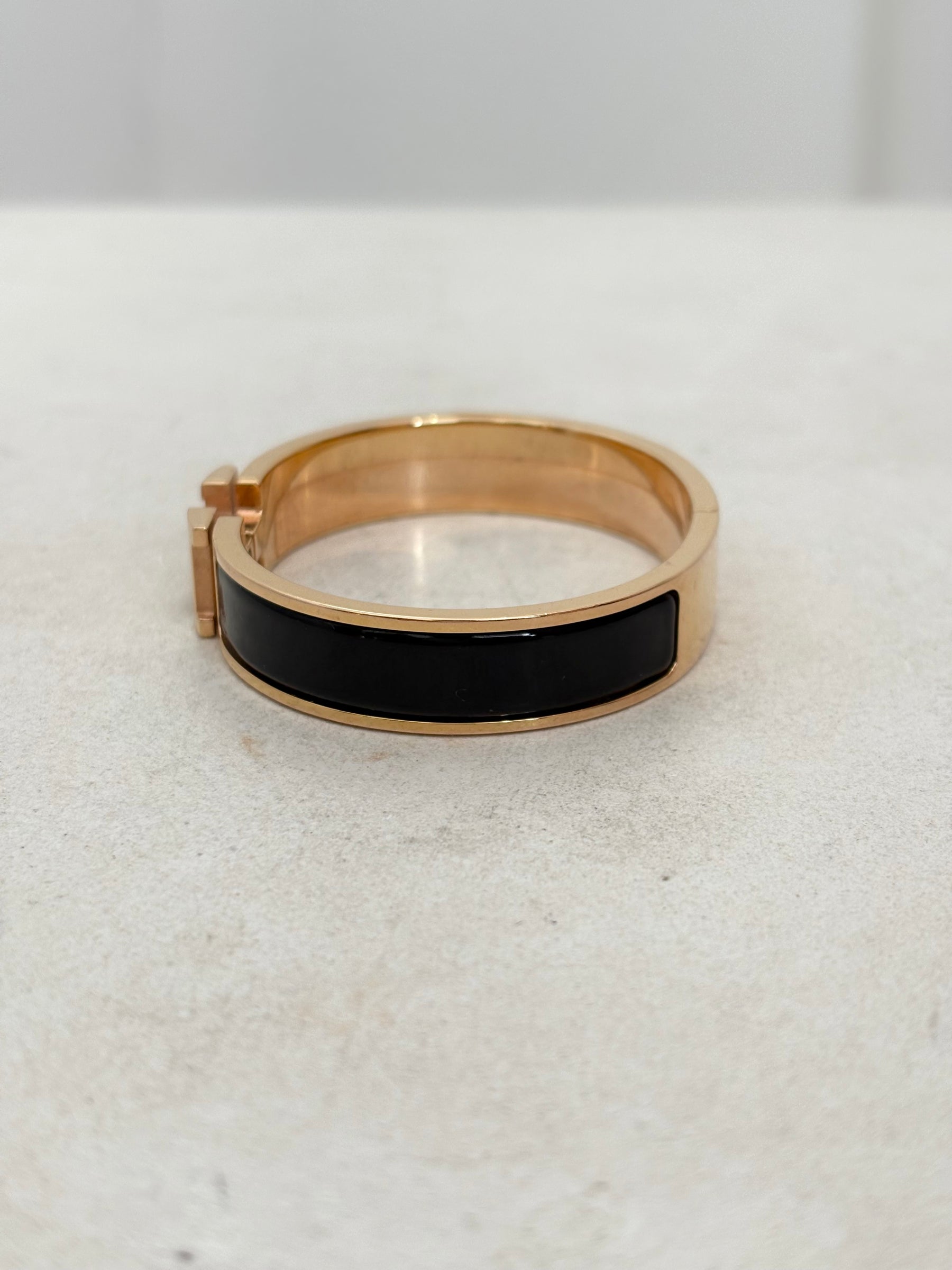 Hermès Click H Bracelet Rose Gold And Black, PM