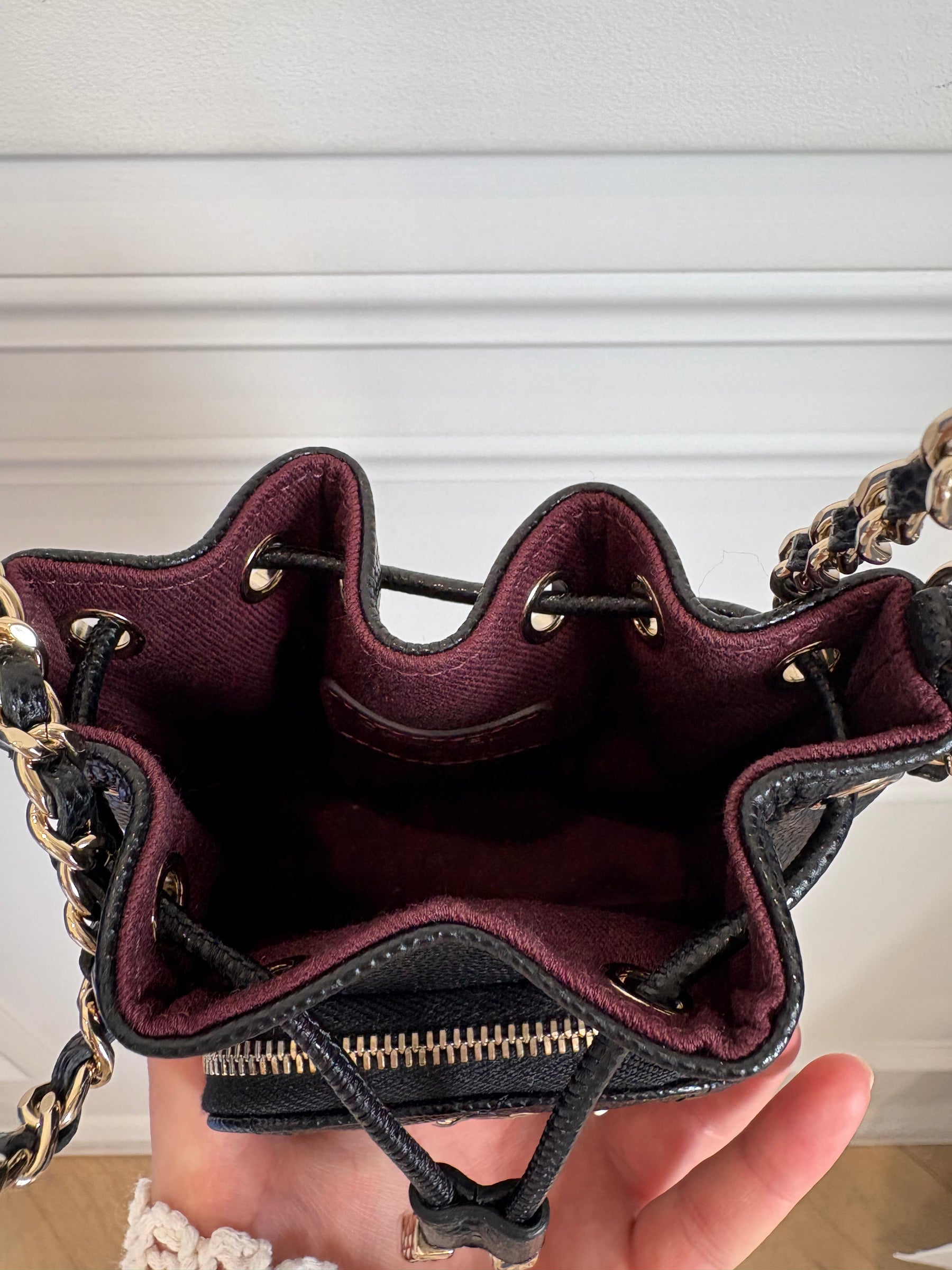 Chanel Black Caviar Leather Mini Bucket Bag