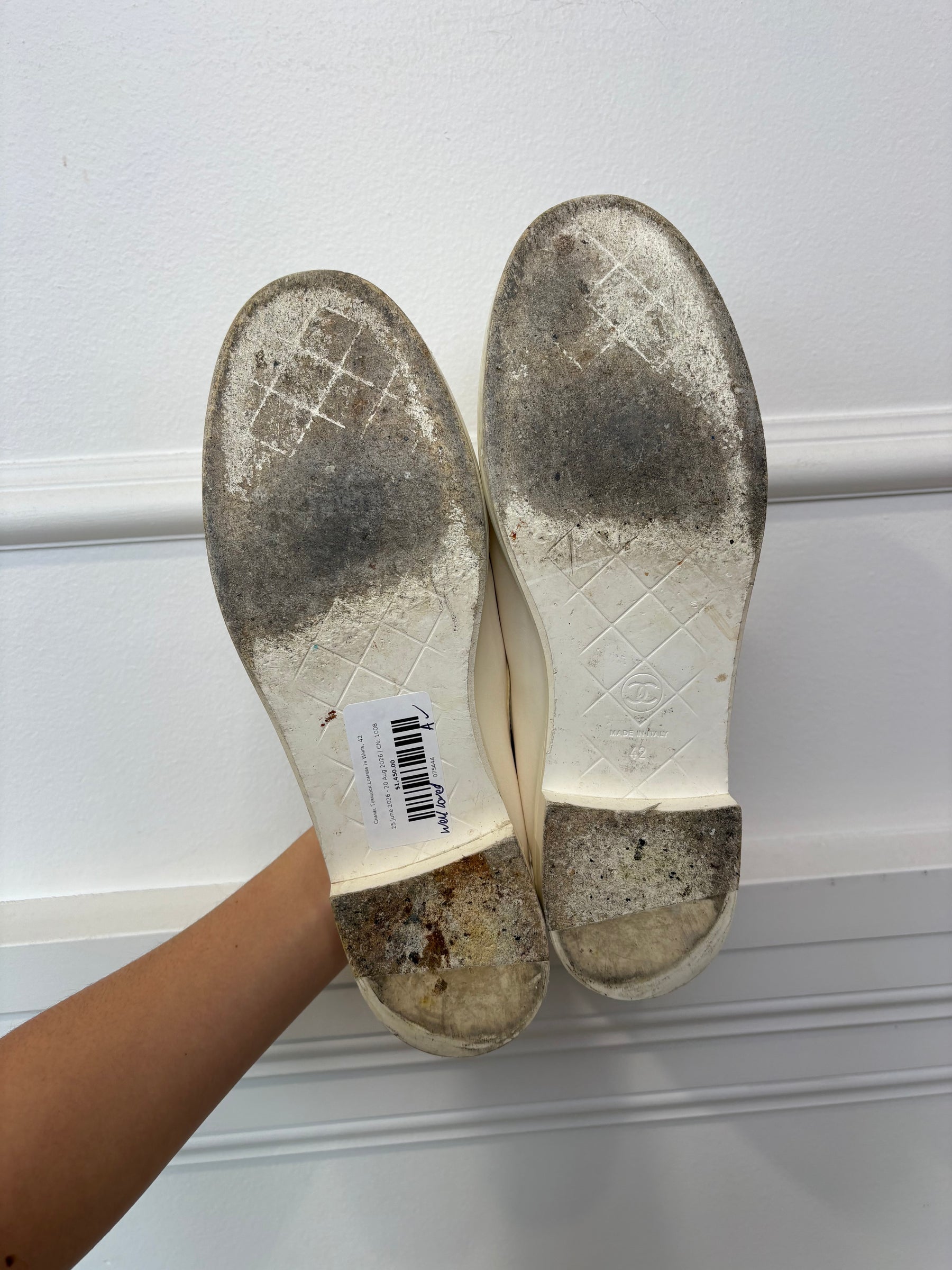 Chanel Turnlock Loafers In White, 42