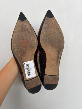 Chloé Plum Python Pointed Scalloped Ballet Flats, 37.5