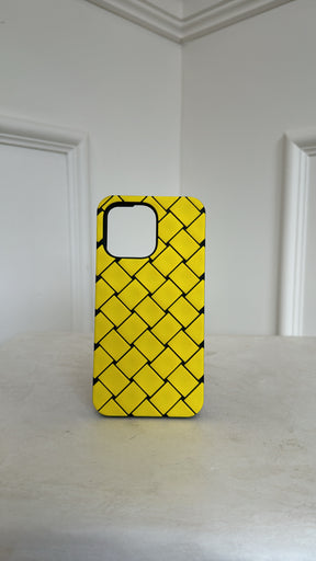 Bottega Veneta Two-Tone Braided Pattern Iphone 14 Pro Case Yellow