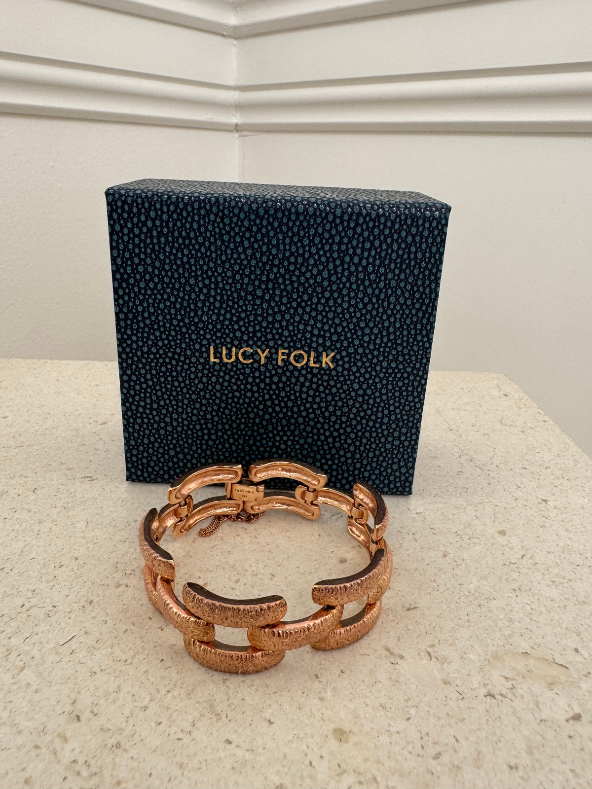 Lucy Folk Rose Gold Tone Link Bracelet