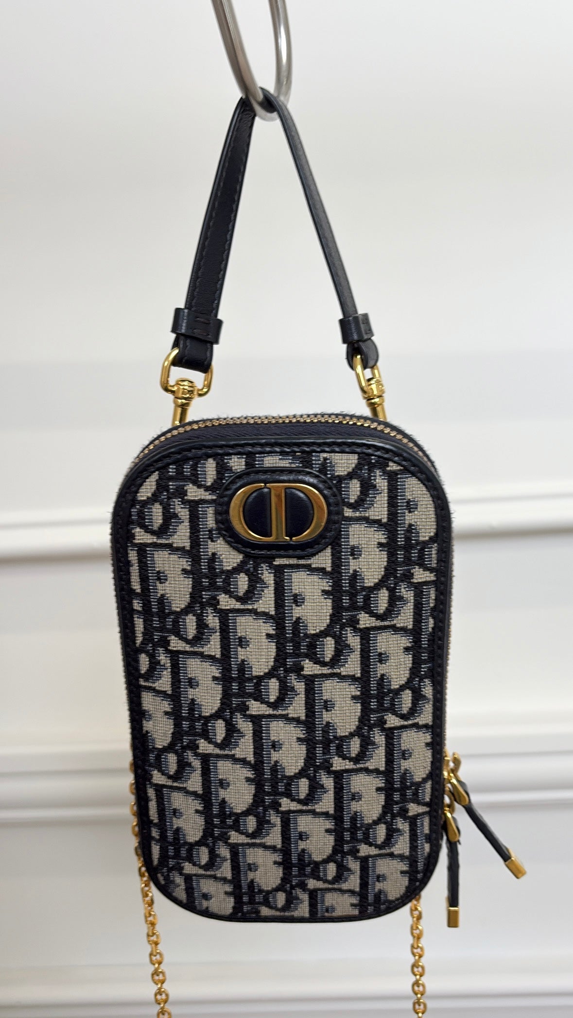 Dior Navy Oblique Monogram Phone Holder