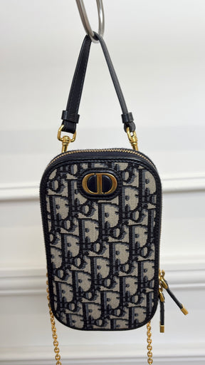 Dior Navy Oblique Monogram Phone Holder