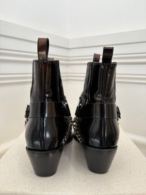 Anine Bing Black Ankle Boots With Chain Detail, 39