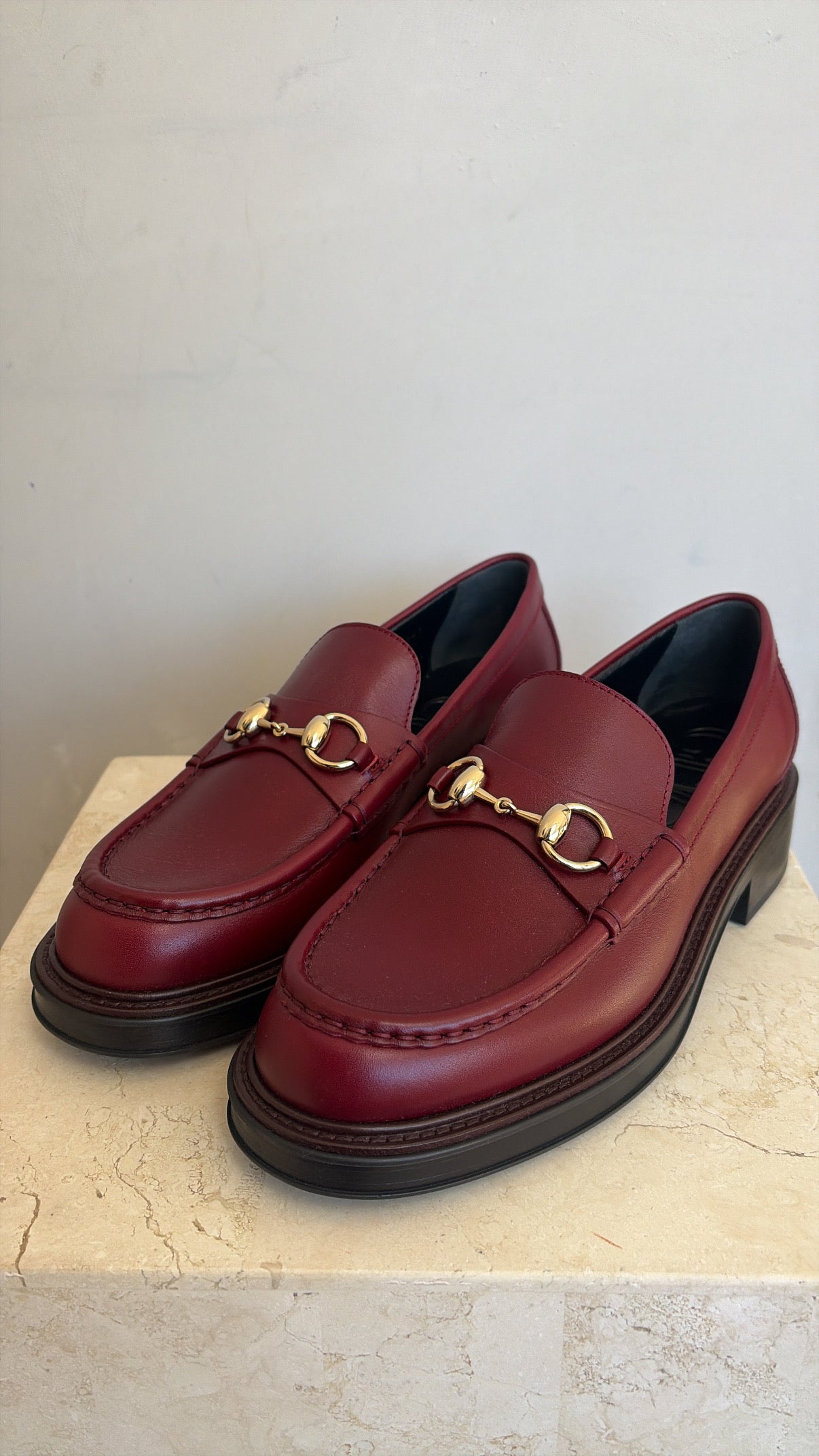 Gucci Burgundy Leather Horsebit Loafer, 38