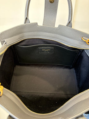 Saint Laurent Charcoal Leather Downtown Cabas Top Handle Crossbody